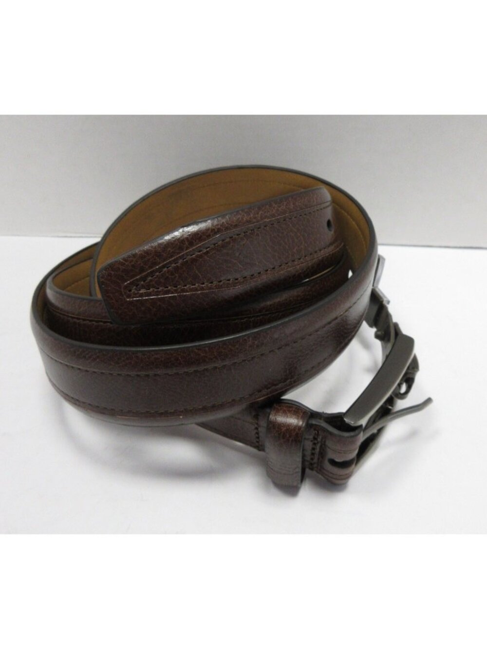 Trafalgar Belt XL Leather Dress Textured Silver Tone Buckle NWT *
